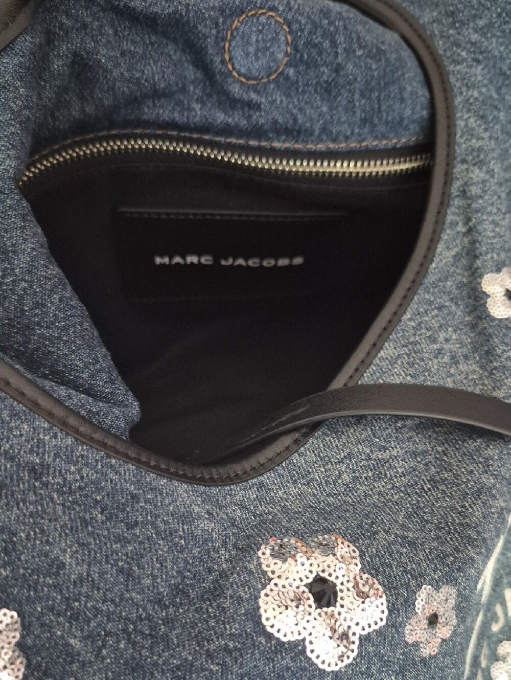 Marc Jacobs Denim Floral Sequin Hobo in Blue - Picture 4 of 7